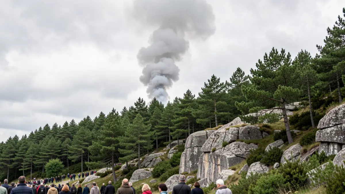 Imaxe xenérica de fume dun incendio forestal nun monte galego.