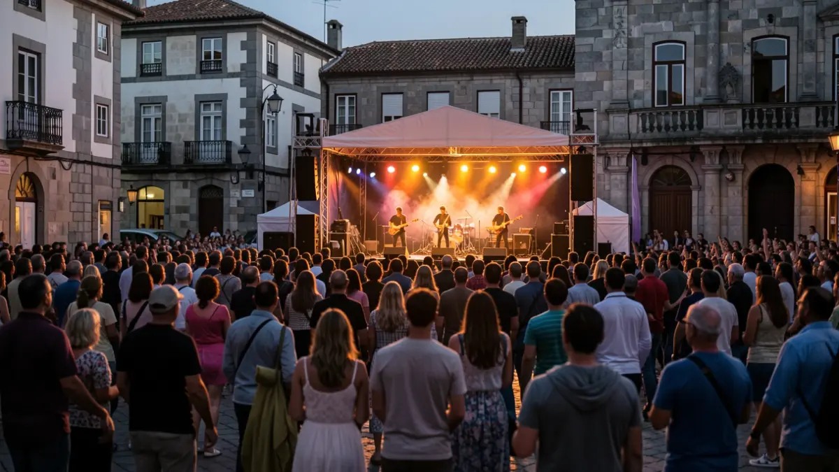 Imagen genérica de un festival de música en Lugo con gente y músicos.