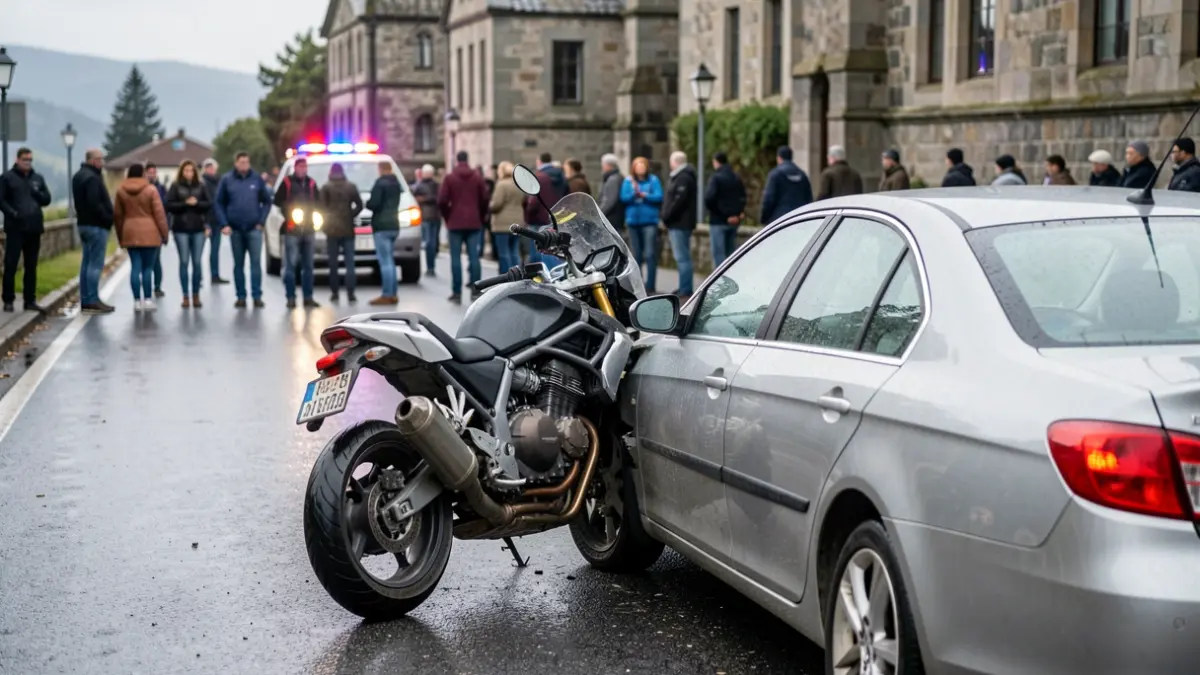 Imaxe xenérica dun accidente de tráfico en Galicia con luces de emerxencia.