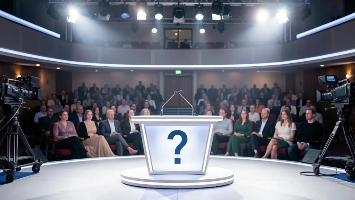 Imagen genérica de un estudio de televisión con luces de escenario.