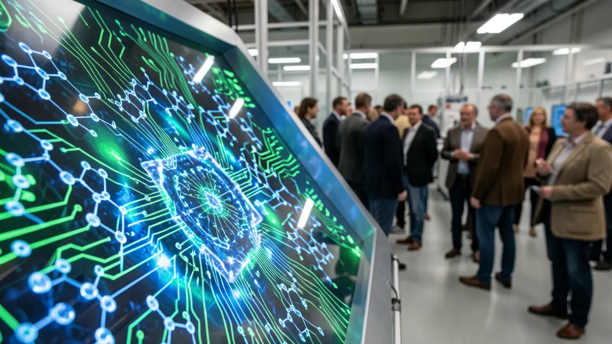 Imaxe xenérica de material de semicondutor orgánico brillante con estruturas moleculares complexas.