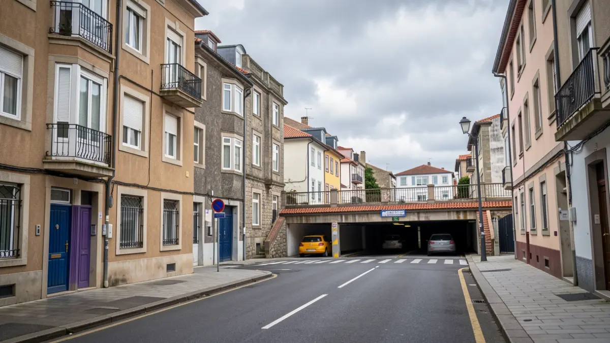 Vista de un barrio de A Coruña con el garaje de Monte Alto.