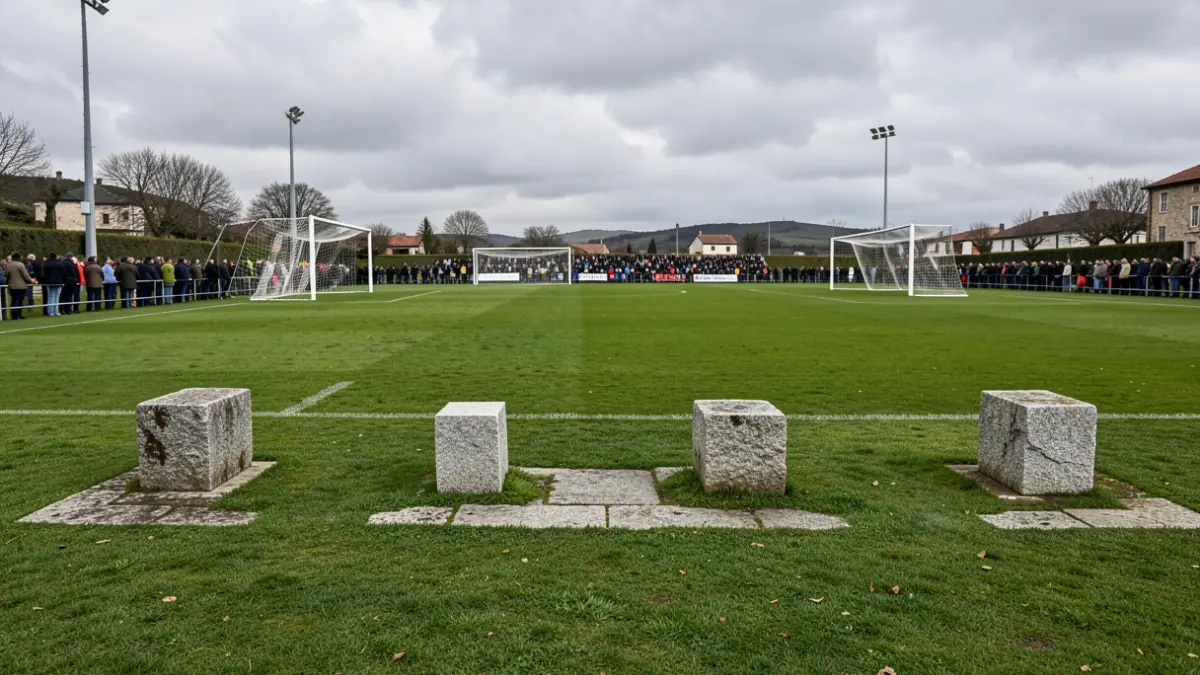 Imagen genérica de un campo de fútbol gallego con porterías vacías.