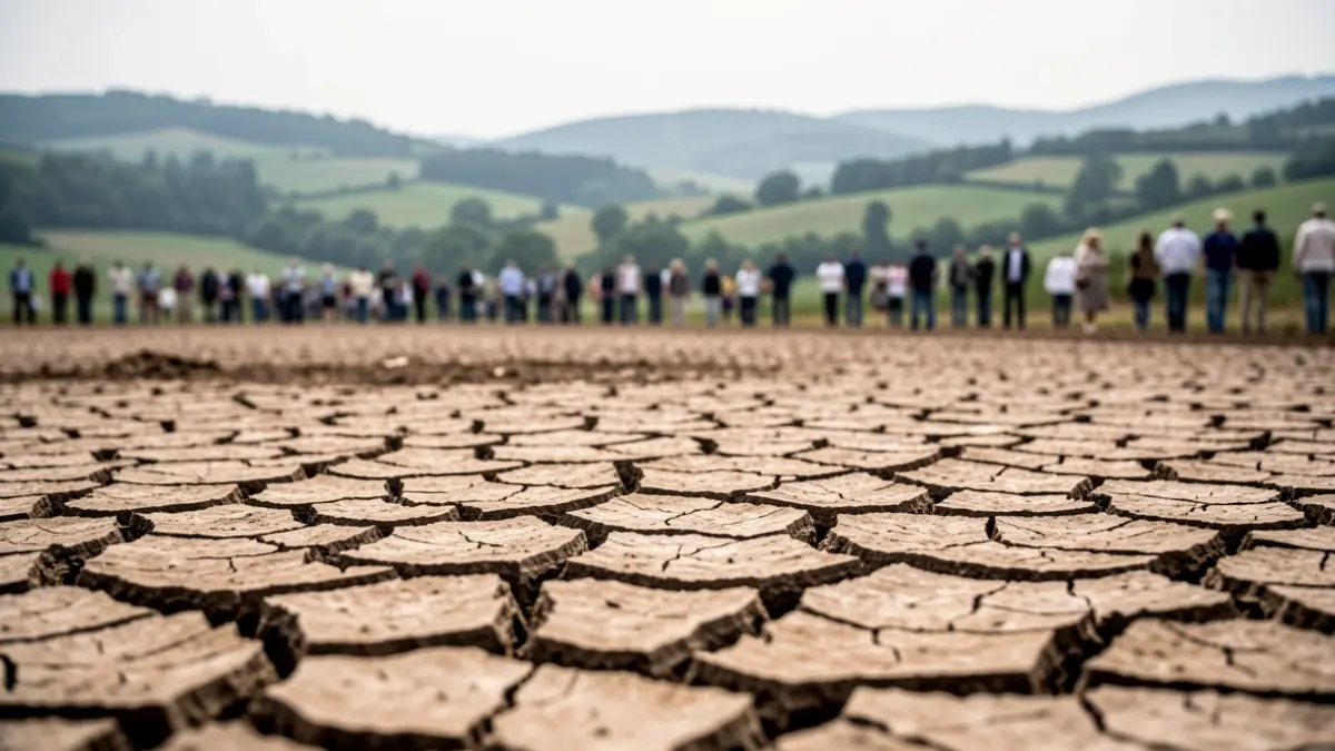 Imagen genérica de tierra agrietada en paisaje gallego.