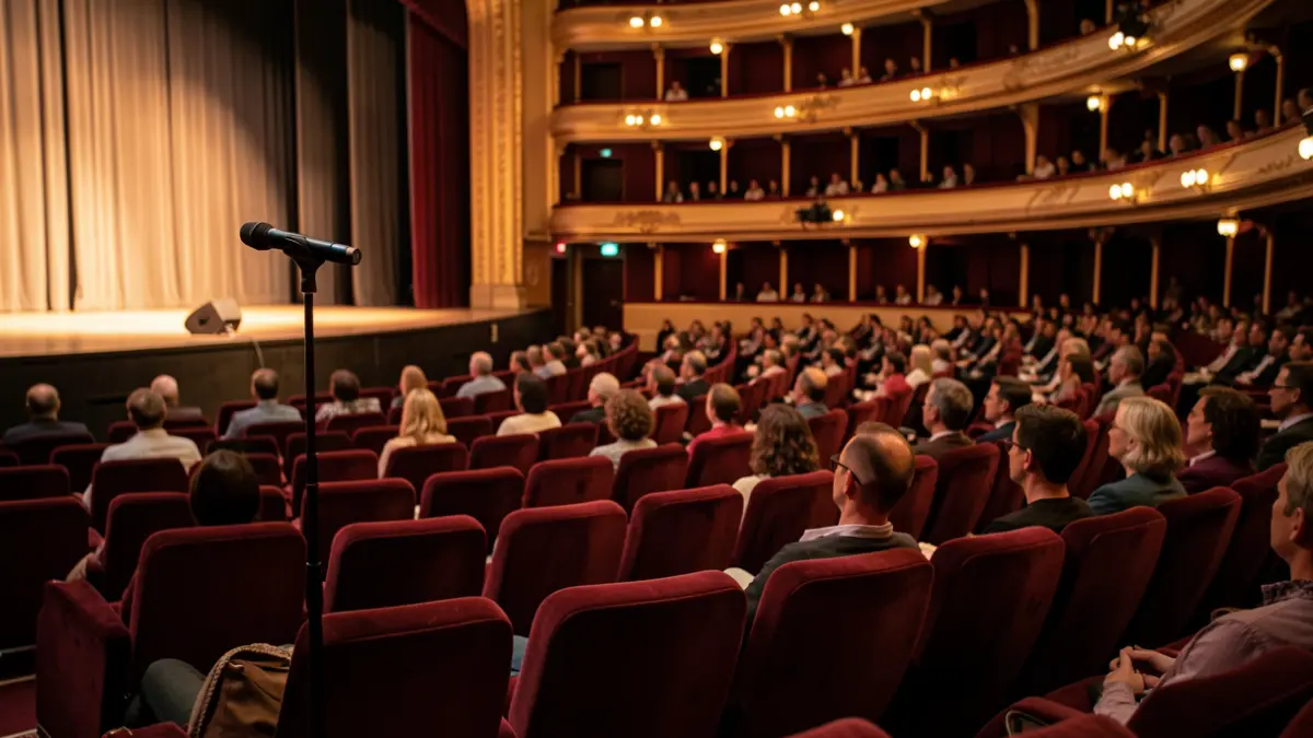 Imagen genérica de un escenario de conciertos en un teatro.