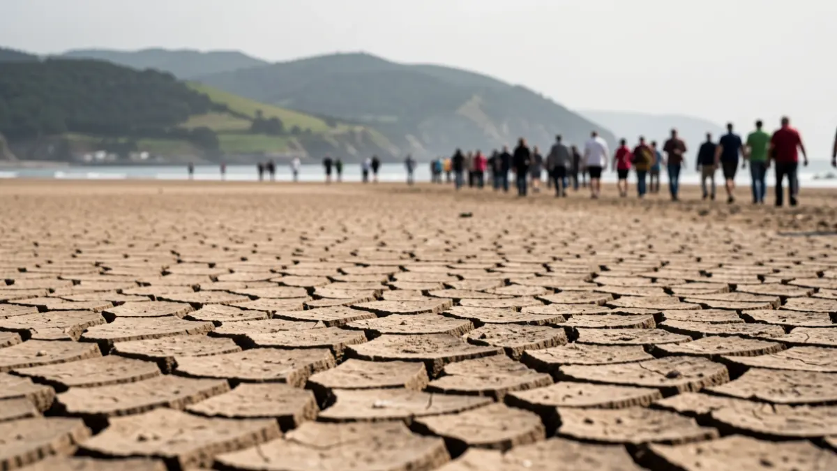 Imaxe xenérica de terra seca e rachada que representa a escaseza de auga nunha zona costeira de Galicia.