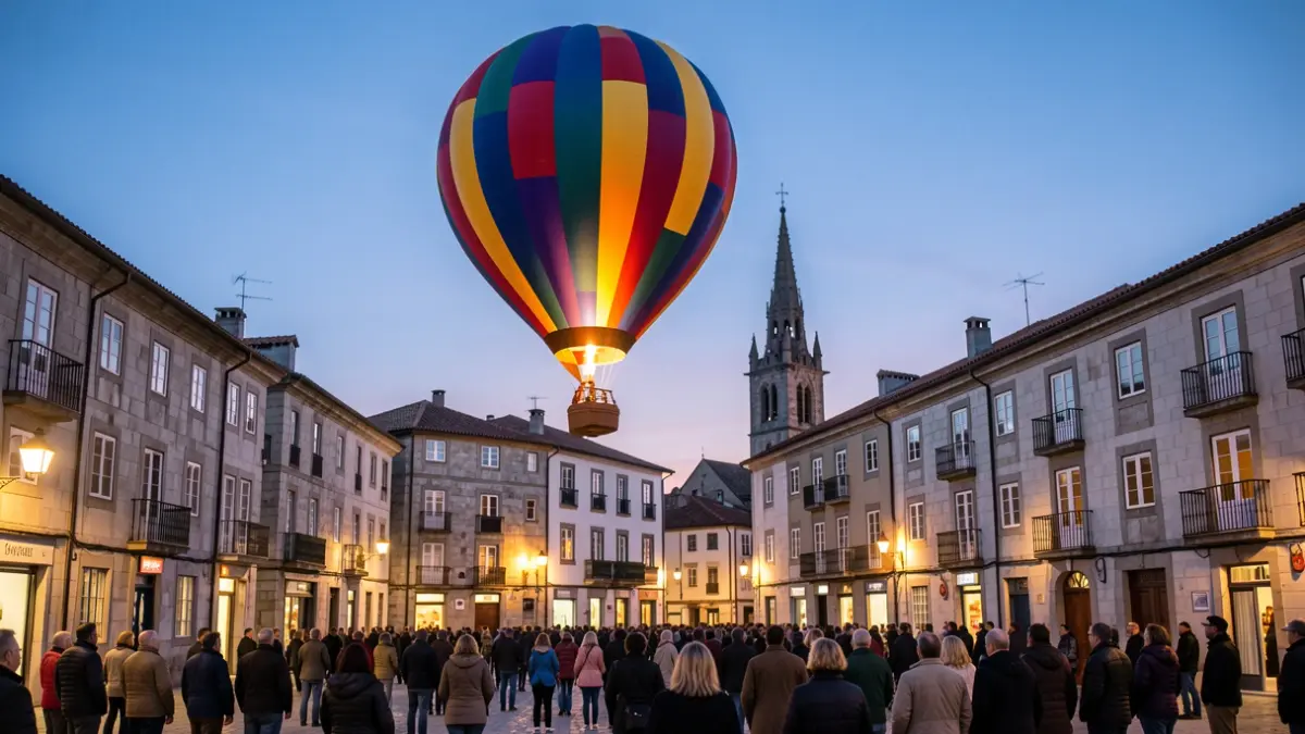 Imagen genérica de globos aerostáticos en fiestas populares gallegas.