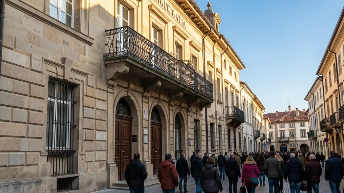 Fachada del edificio del Ayuntamiento de Verín en una tarde soleada.