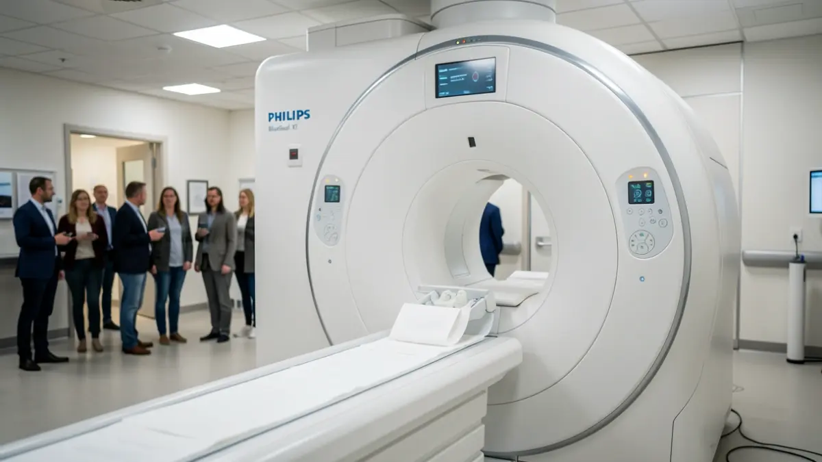 Imagen de una sala de resonancia magnética moderna con el equipo Philips BlueSeal XE.