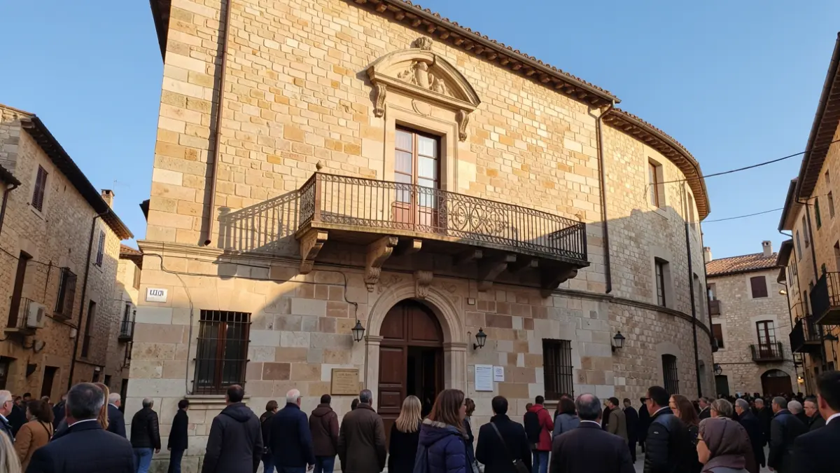 Fachada do pazo de María Pita na Coruña nunha tarde soleada.