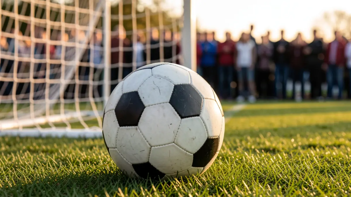 Imagen genérica de un balón de fútbol sobre césped con una red borrosa al fondo.