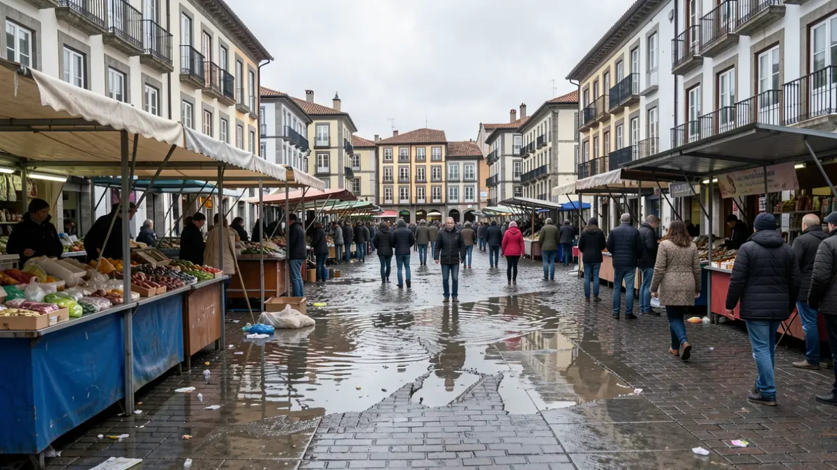 Imagen genérica de mercado inundado en Galicia.