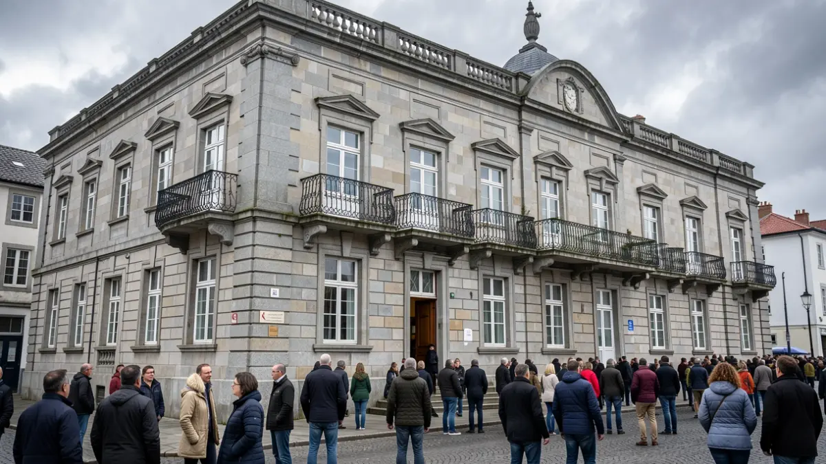 Imagen genérica de un edificio institucional de Galicia con arquitectura de granito.