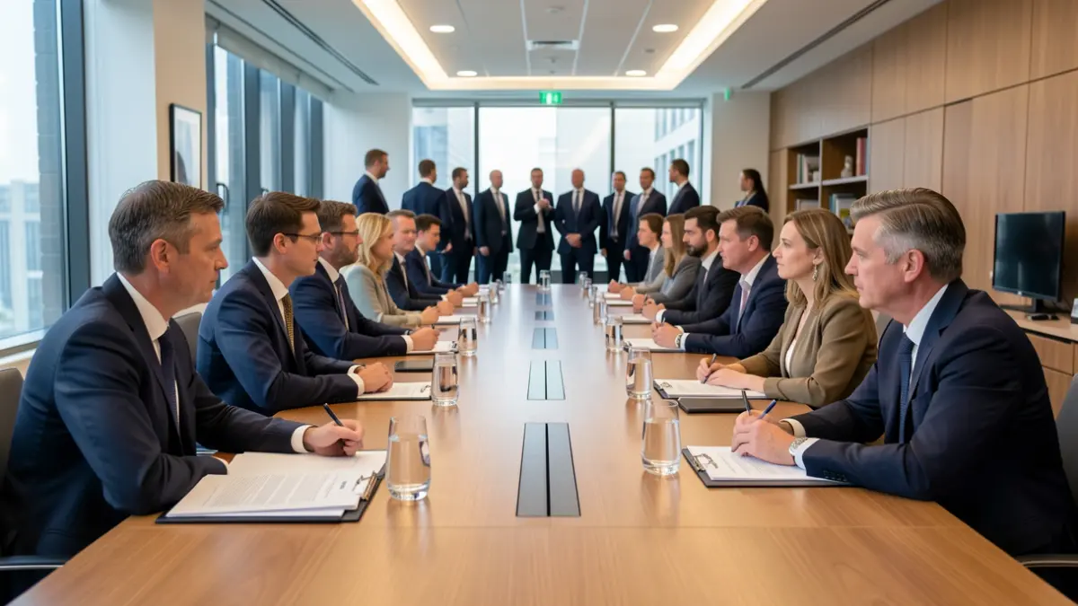 Imaxe xenérica dunha reunión institucional entre diferentes administracións.