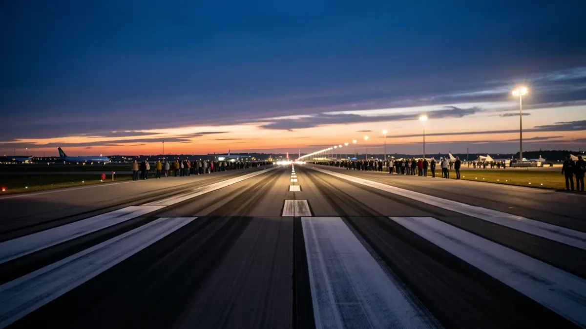 Imagen genérica de una pista de aeropuerto al atardecer.
