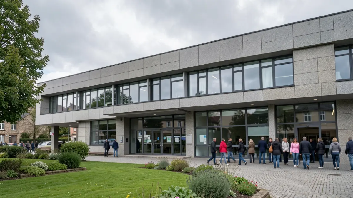 Imagen genérica de un centro de salud gallego con detalles de granito.