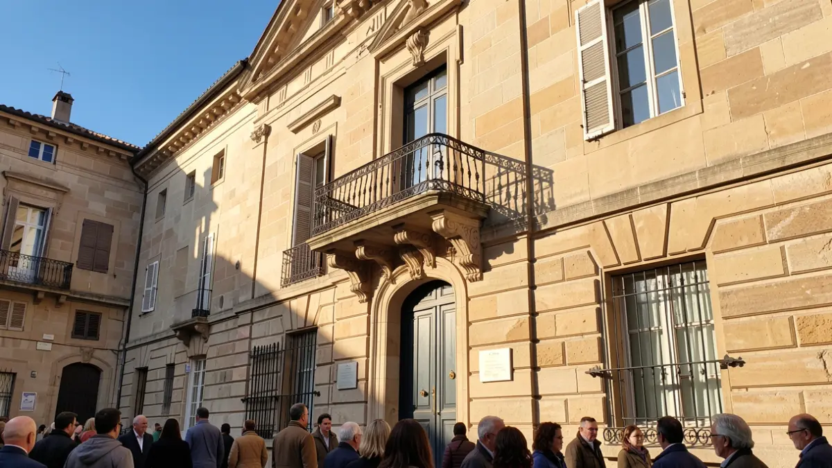 Imaxe xenérica dun concello galego con balcón e luz de tarde.