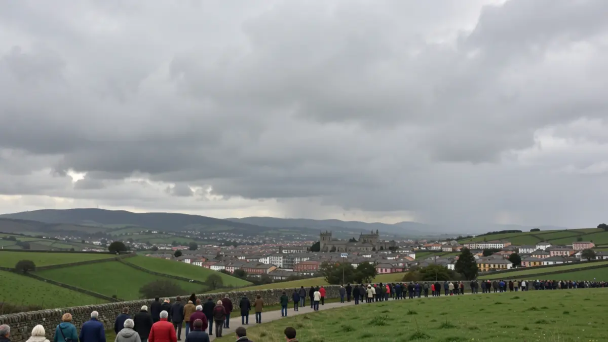 Imagen genérica de cielo nublado con lluvia sobre Palas de Rei.