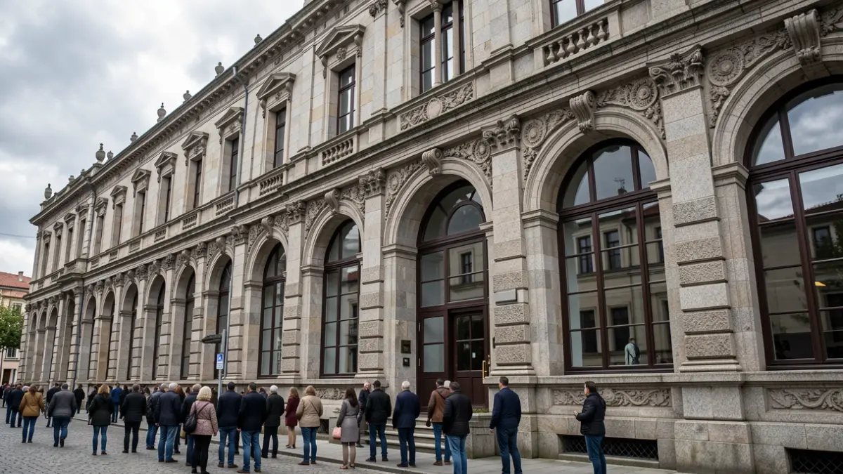 Imaxe xenérica dun edificio universitario de granito en Galicia.