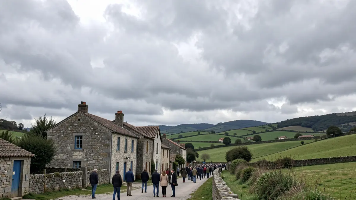 Imagen genérica de un cielo cubierto sobre un paisaje rural gallego.