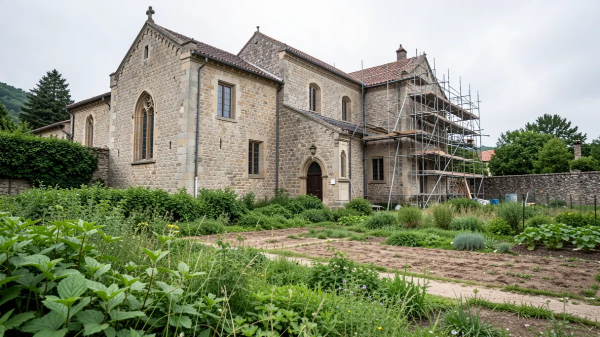 Imaxe xenérica de xardíns históricos galegos con obras de restauración.