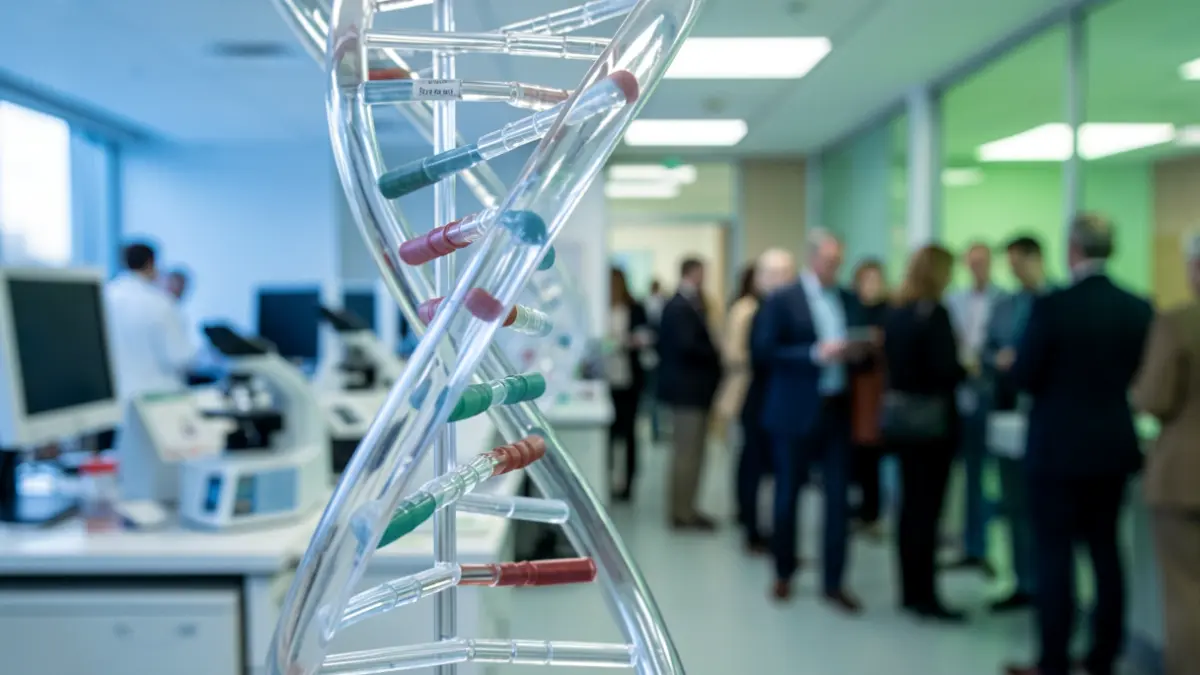 Imagen genérica de una hélice de ADN en un laboratorio.