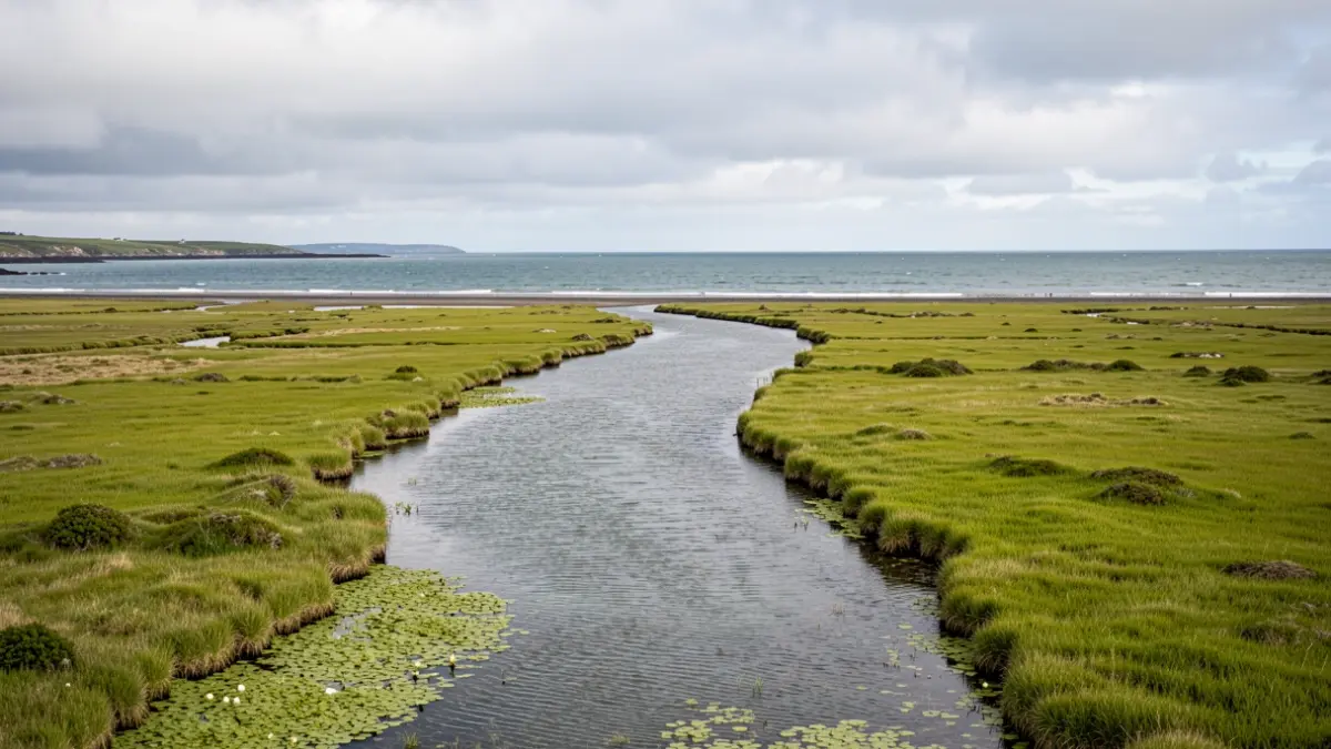 Imagen genérica de la laguna de Baldaio, mostrando la conexión con el mar y el paisaje natural.