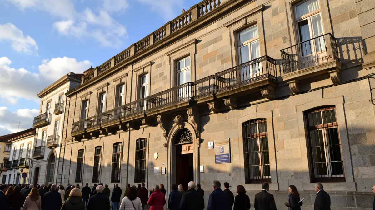 Imagen genérica de un edificio institucional de Galicia con arquitectura de granito.