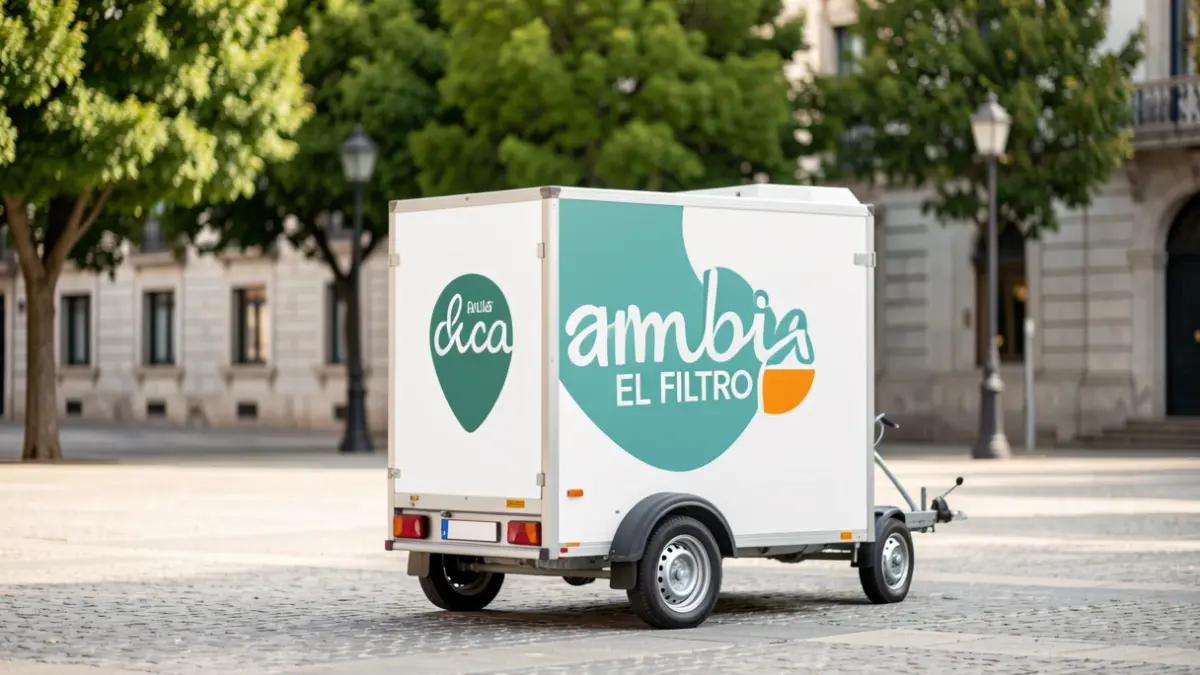 Unidad móvil de la campaña 'Cambia el filtro' estacionada en A Coruña.