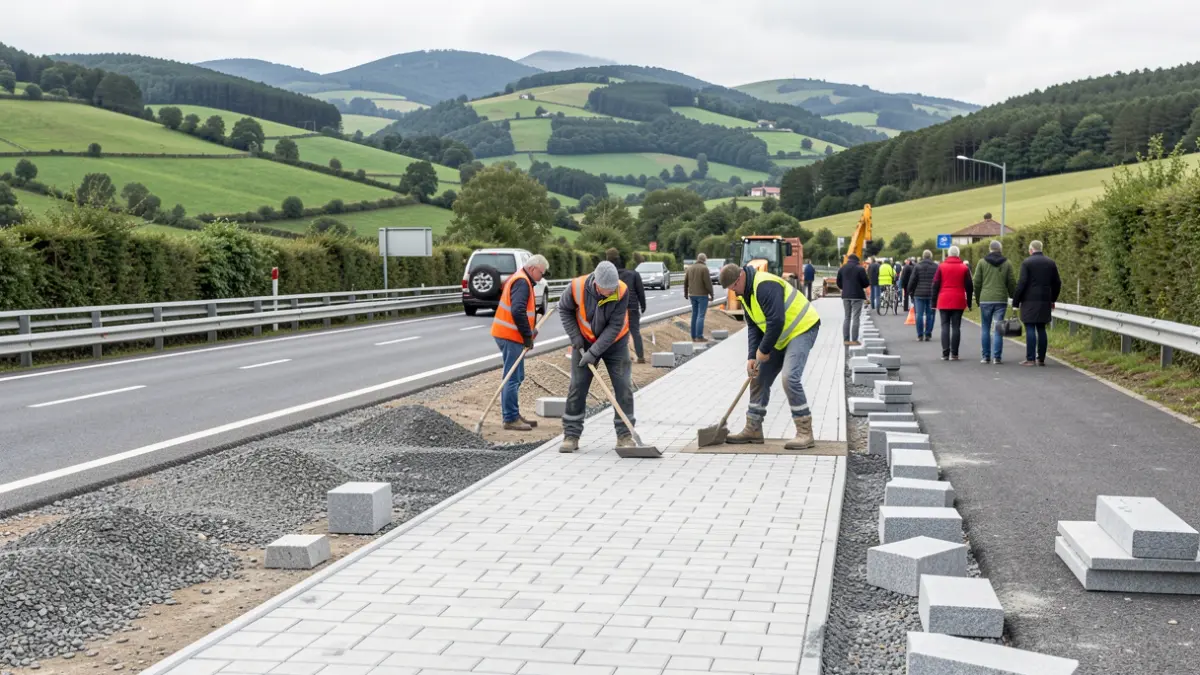 Imaxe xenérica de obras nunha estrada galega.