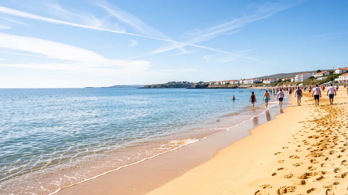 Imaxe xenérica dunha praia galega con augas tranquilas e area dourada.