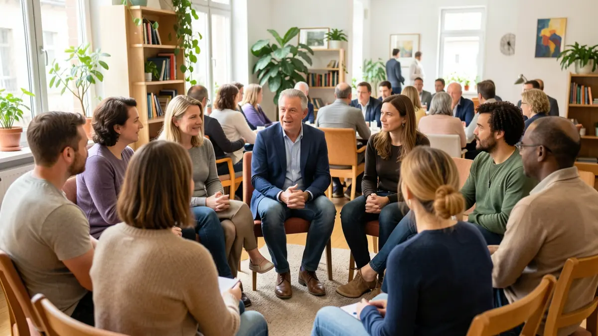 Imaxe xenérica de persoas participando nun grupo de conversa.