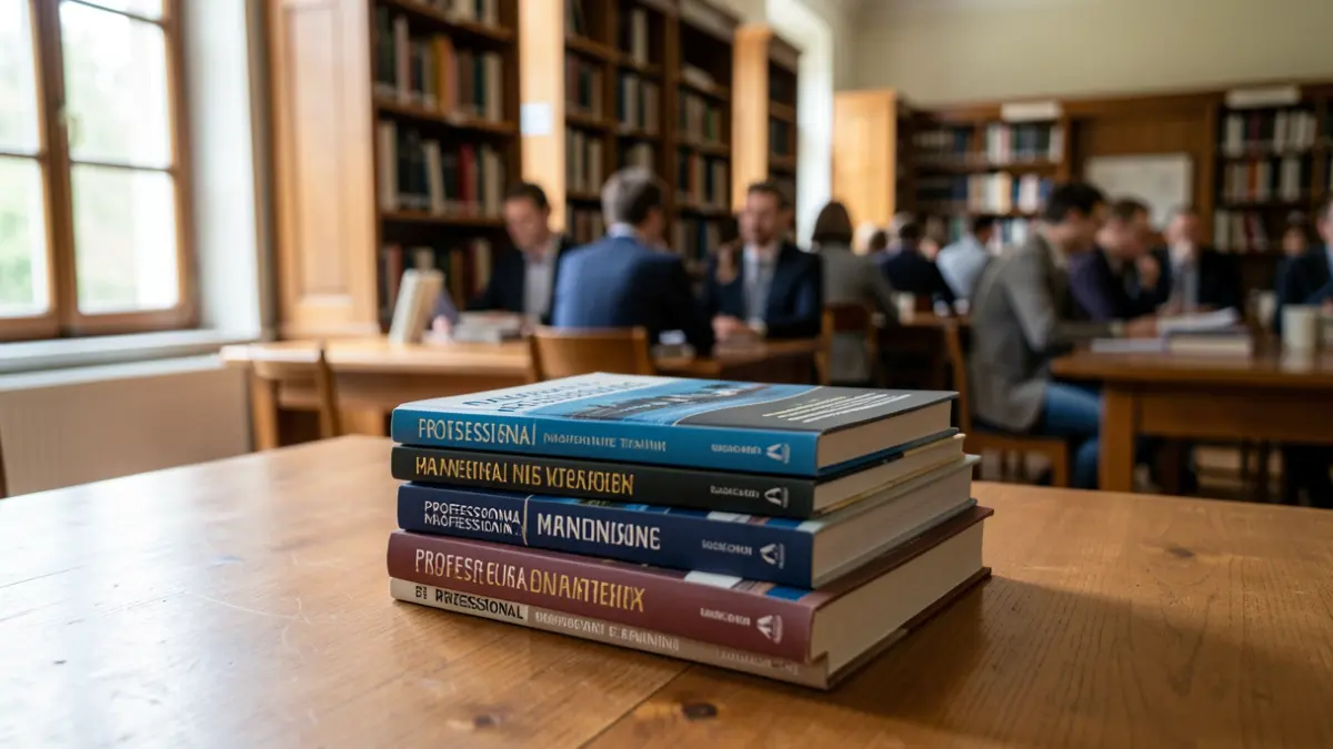 Imagen genérica de libros y material de estudio en una biblioteca universitaria.