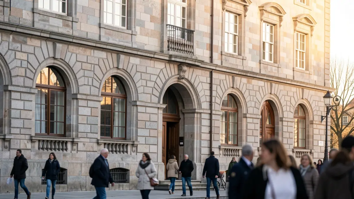 Imagen genérica de un edificio universitario histórico en Galicia con luz de tarde.