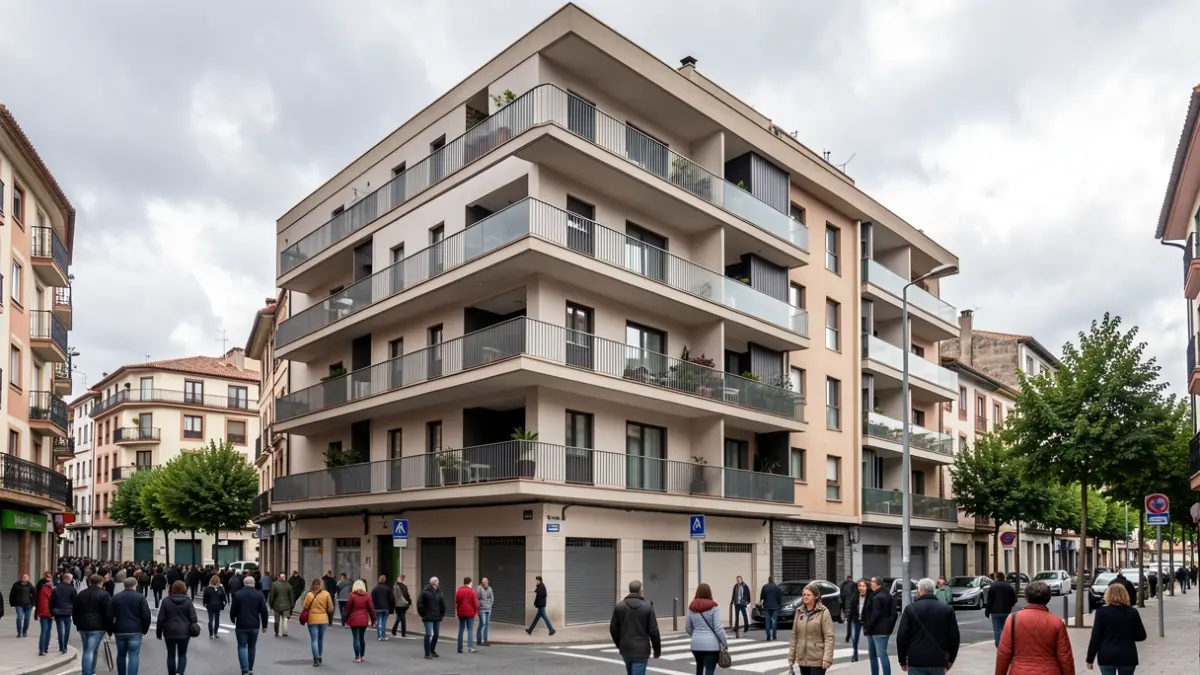 Imaxe dun edificio de vivendas públicas en Santiago de Compostela.