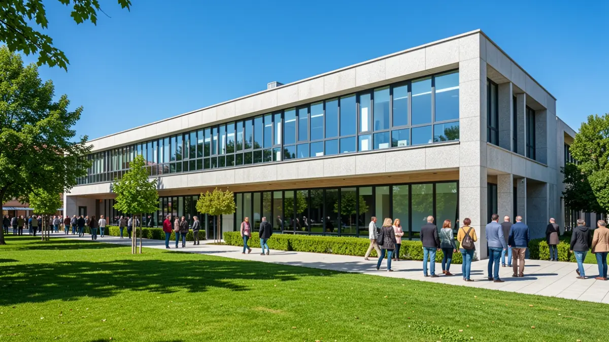 Imaxe xenérica dun edificio de investigación moderno en Galicia.