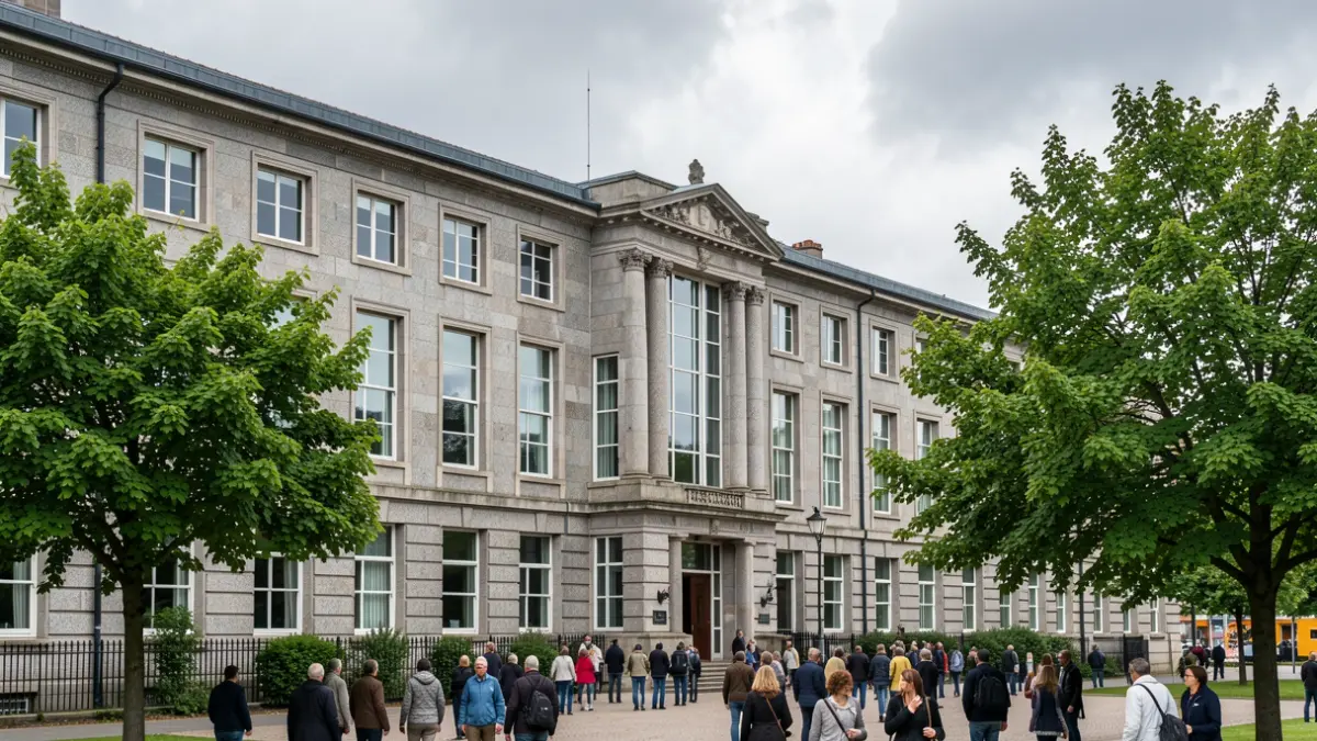 Imagen genérica de un edificio universitario de Galicia con cielo nublado.