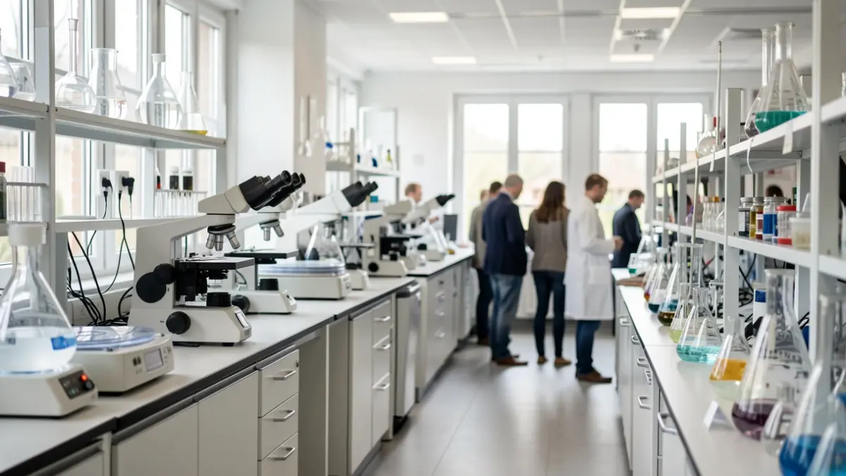 Imaxe xenérica dun laboratorio de investigación científico moderno en Galicia.