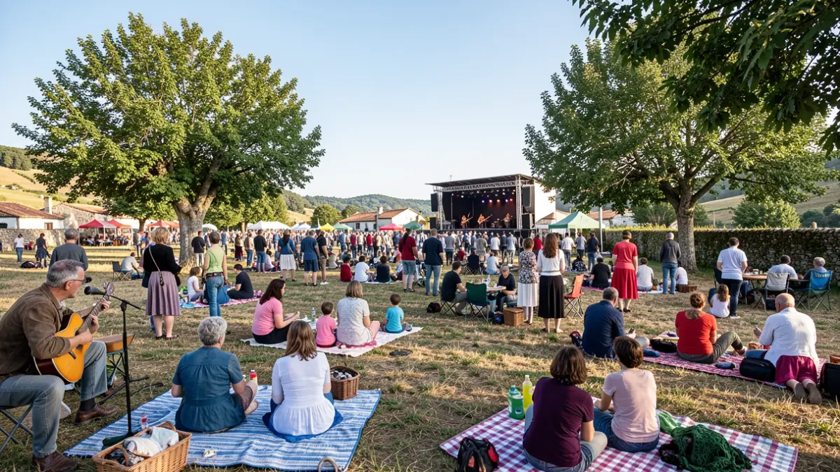 Imagen genérica de un festival al aire libre en Galicia con familias y actividades.
