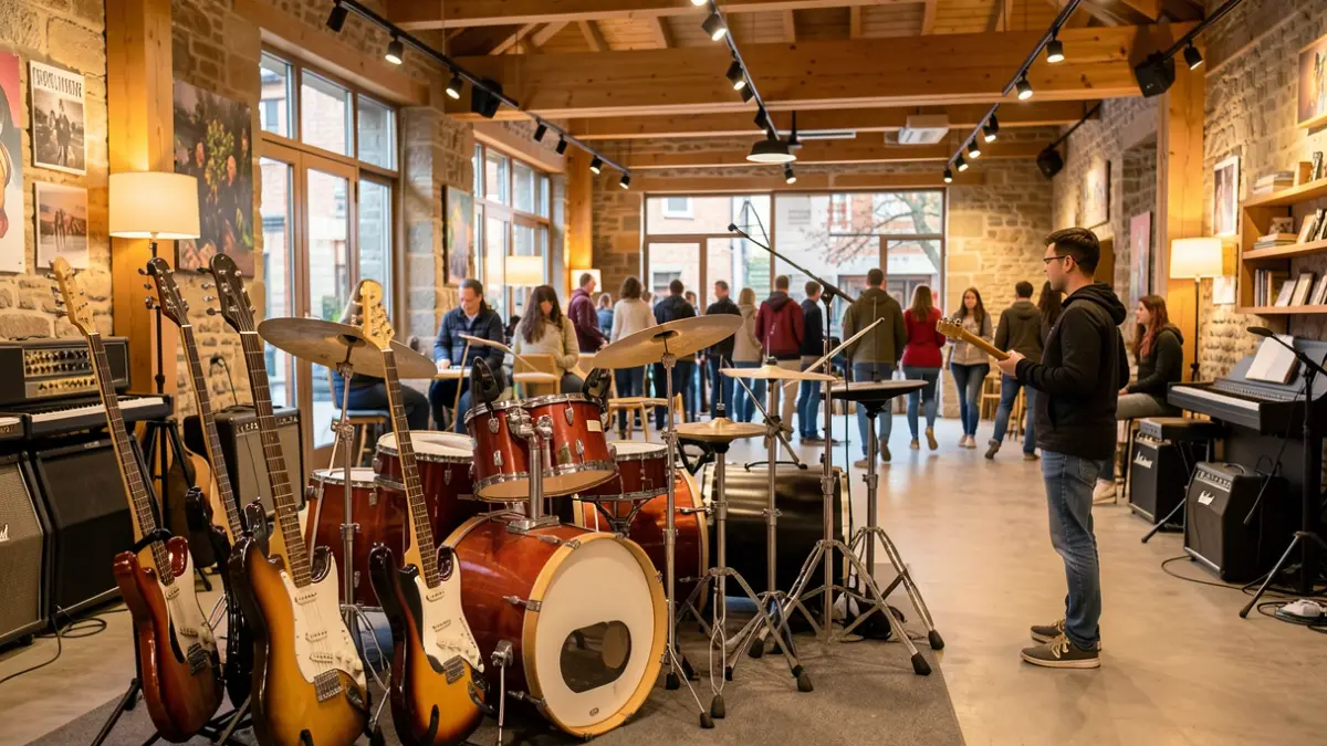 Imagen genérica de un centro juvenil con instrumentos musicales.