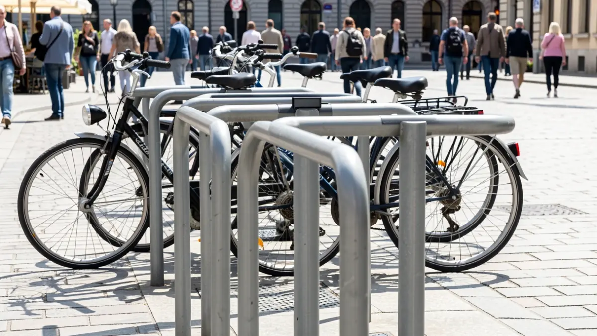 Imagen genérica de un aparcamiento de bicicletas con plazas vacías y algunas bicicletas.