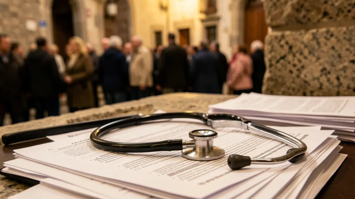 Imagen genérica de un estetoscopio sobre documentos médicos.