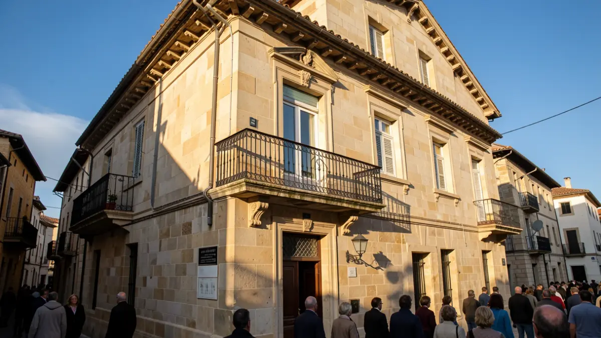 Fachada del Ayuntamiento de Mondoñedo en una tarde soleada.