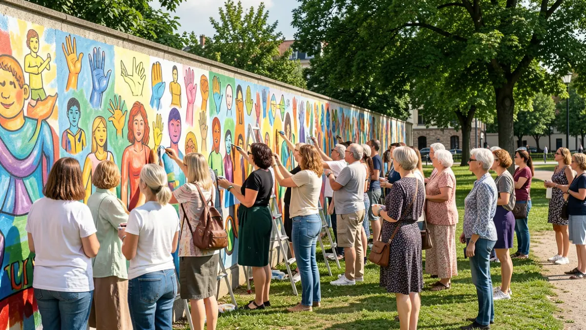 Mural colaborativo de mulleres no Parque dos Patos de Barbadás.