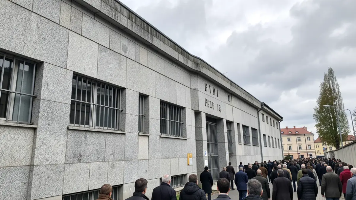 Imagen genérica de un centro penitenciario con fachada de granito y ventanas con rejas.