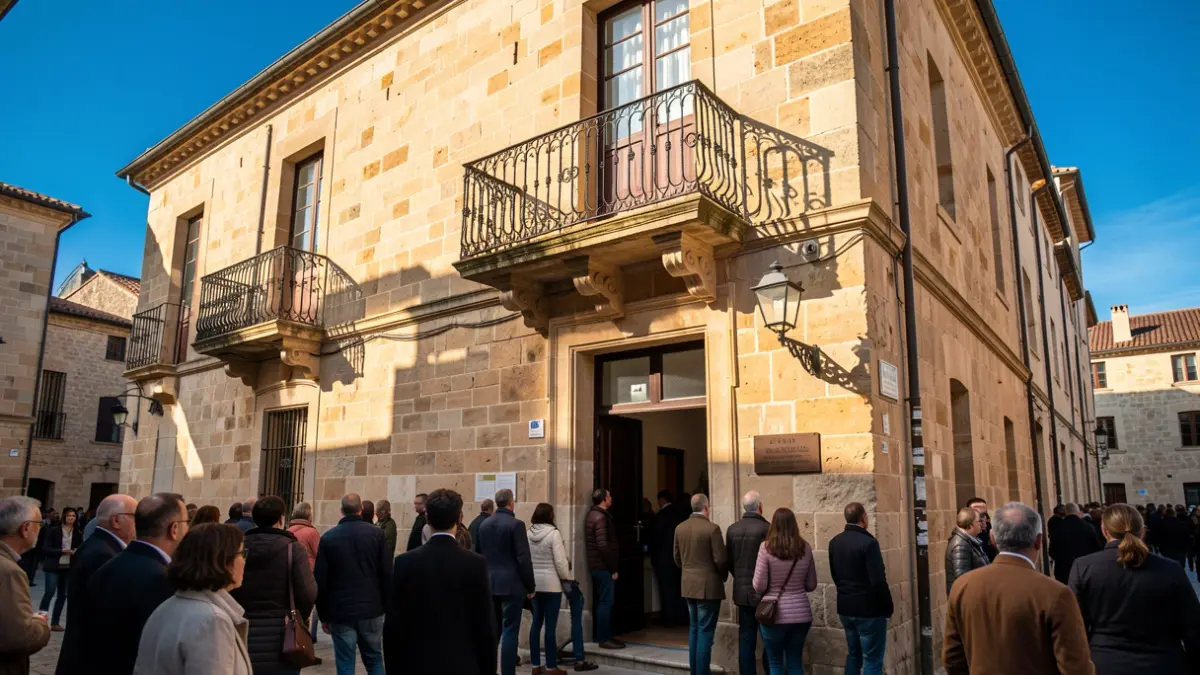 Fachada da casa consistorial de Cedeira nunha tarde soleada.
