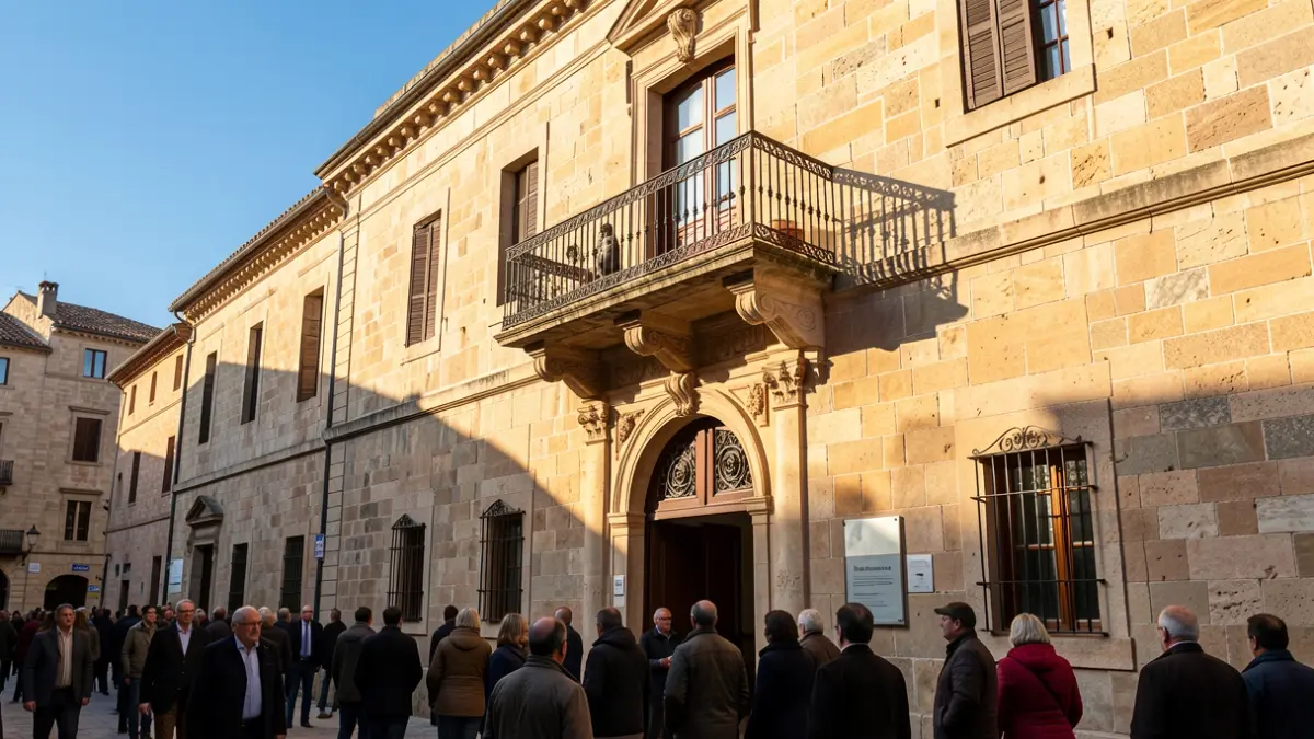 Fachada del edificio del Ayuntamiento de Cervo en una jornada soleada.