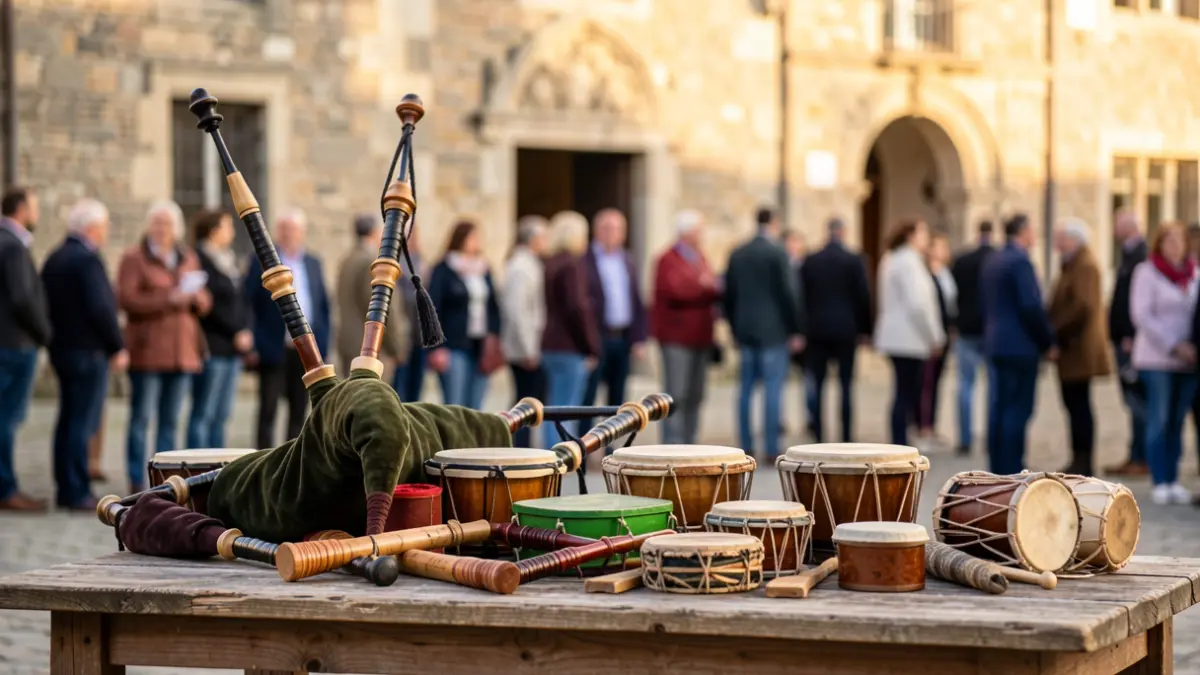 Imagen genérica de instrumentos musicales tradicionales gallegos.