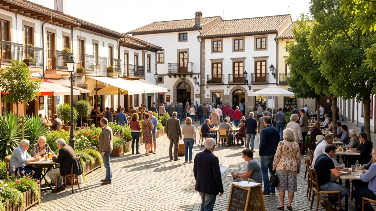 Imagen genérica de una plaza de ayuntamiento gallego con gente.
