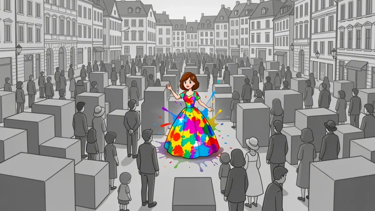 Imagen genérica de teatro infantil con elementos de color y monocromáticos.